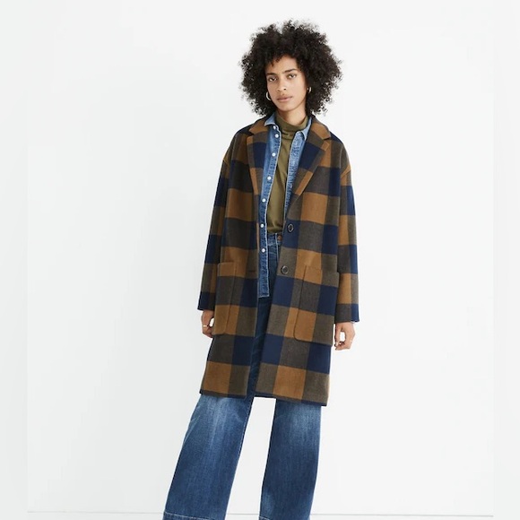 Madewell Jackets & Blazers - Madewell Elmcourt Wool Coat in Buffalo Check-Billy Buffalo Asparagus Small